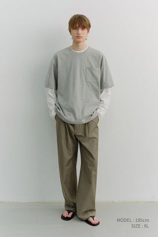 UNISEX LAYERED SET-UP T-SHIRT MELANGE GREY OFF WHITE