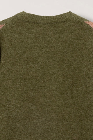 UNISEX HAIRY ALPACA ARGYLE SWEATER OLIVE KHAKI