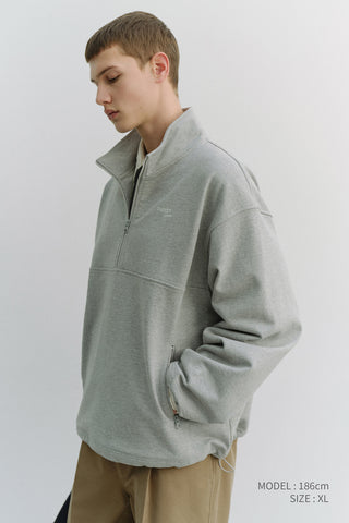 UNISEX RELAXED HALF ZIP-UP SWEATSHIRT MELANGE GREY