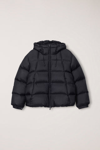 UNISEX HOODED VOLUME GOOSE DOWN JACKET BLACK