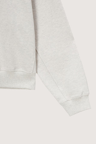 UNISEX LEATHER LOGO HALF ZIP-UP SWEATSHIRT OATMEAL MELANGE