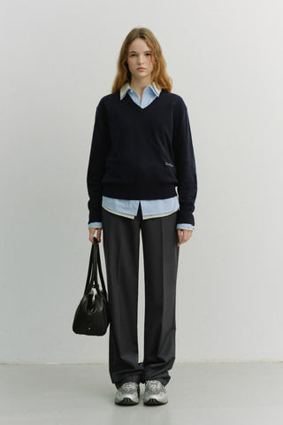 STRAIGHT SLACKS CHARCOAL GREY
