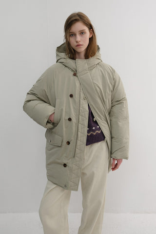 UNISEX GOOSE DOWN PARKA JACKET SOFT KHAKI