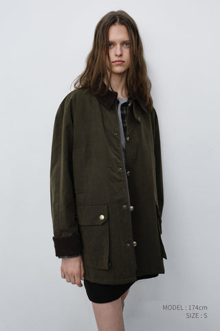 UNISEX WAXED COTTON HUNTING JACKET KHAKI