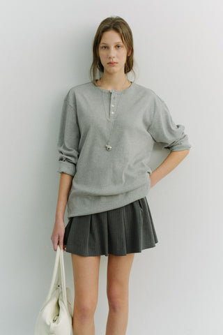 UNISEX HENLEY-NECK T-SHIRT MELANGE GREY