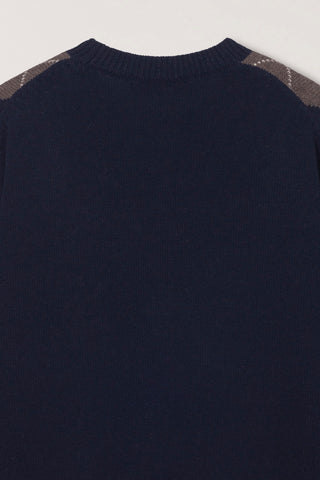 UNISEX ARGYLE CREWNECK SWEATER NAVY