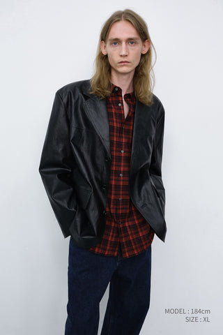 UNISEX CHECKED FLANNEL BD SHIRT RED