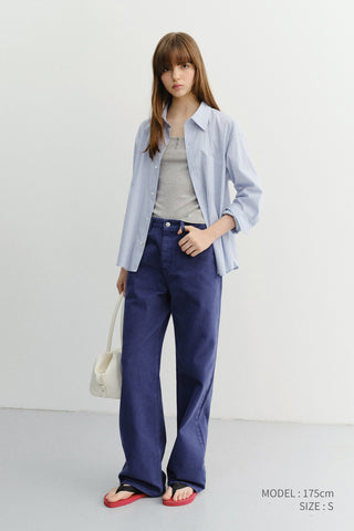 UNISEX CROPPED STRIPED SHIRT BLUE STRIPE