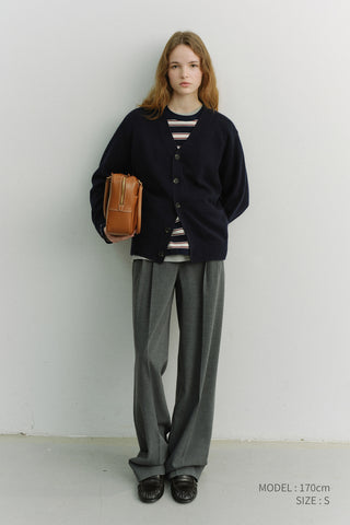 UNISEX BOYFRIEND KNIT CARDIGAN DARK NAVY
