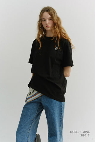 UNISEX LOGO CREASE T-SHIRT BLACK