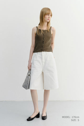 CROCHET BUSTIER KNIT TOP NEUTRAL KHAKI