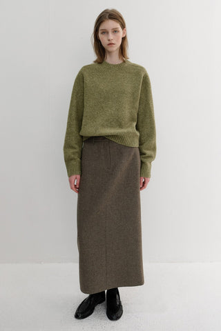 H-LINE LONG SKIRT MELANGE BROWN