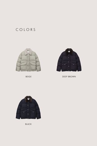 UNISEX COLLARED GOOSE DOWN JACKET DEEP BROWN