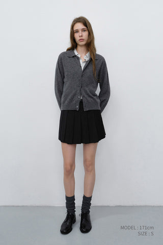 UNISEX COLLARED KNIT CARDIGAN MELANGE GREY