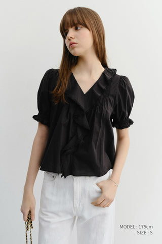 RUFFLE BLOUSE BLACK