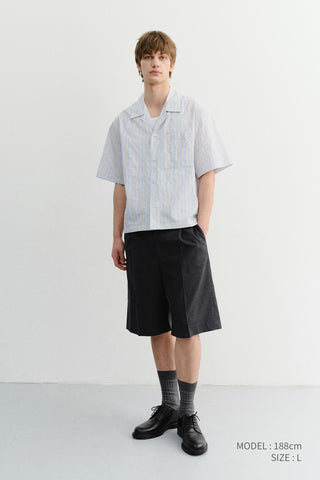 PLEATED BERMUDA SHORTS GREY