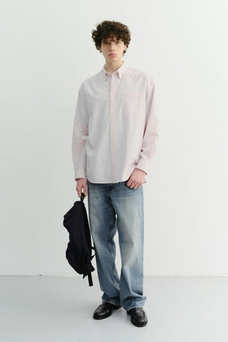 UNISEX CLASSIC STRIPED BD OVERSHIRT SOFT PINK