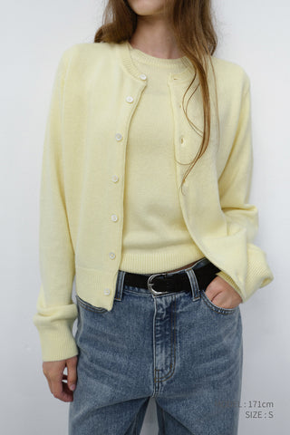 HALF SLEEVE KNIT TOP LEMON BUTTER