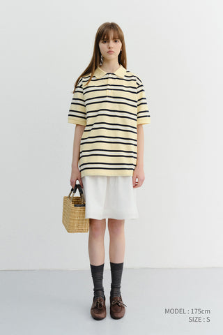 UNISEX STRIPED POLO SHIRT LEMON