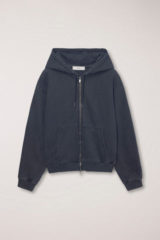UNISEX GARMENT DYED ZIP-UP HOODIE BLACK
