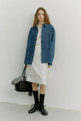 UNISEX OVERSIZED DENIM SHIRT CLASSIC BLUE