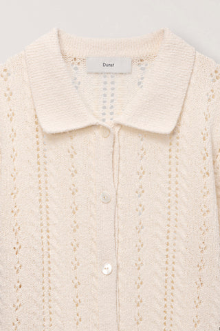 COLLARED HALF SLEEVE CARDIGAN CREAM