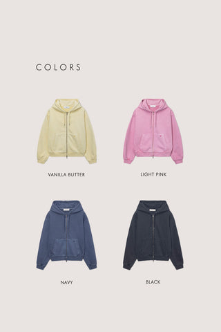 UNISEX GARMENT DYED ZIP-UP HOODIE NAVY