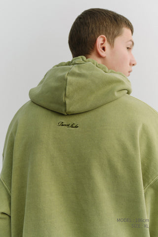 UNISEX GARMENT DYED HOODIE OLIVE GREEN