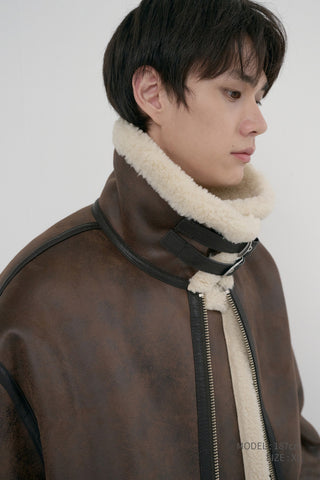 UNISEX B-3 SHEARLING JACKET DARK BROWN