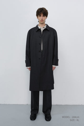 UNISEX H-LINE WOOL MAC COAT CHARCOAL GREY