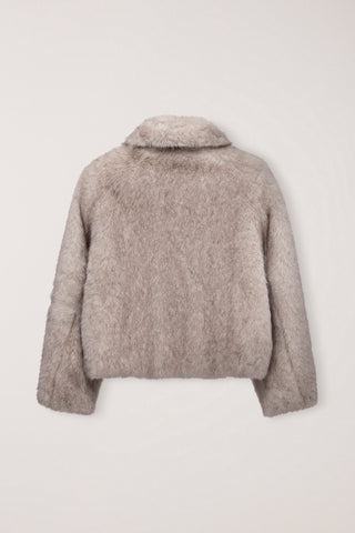 [SULLYOON PICK] CROPPED FUR JACKET GREYISH BEIGE