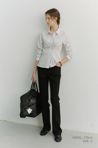 SEMI BOOT-CUT SLIM SLACKS BLACK