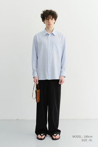 UNISEX CLASSIC STRIPED BD OVERSHIRT BLUE