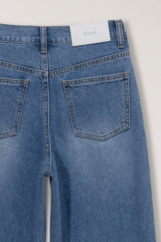 DAMAGED WIDE JEANS CLASSIC BLUE
