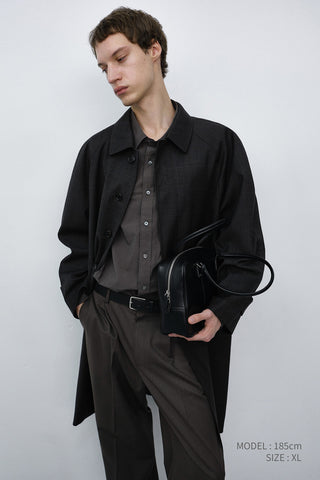 UNISEX H-LINE WOOL MAC COAT BROWN CHECK