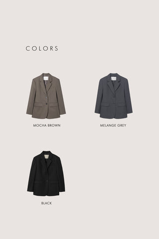 ESSENTIAL 2 BUTTON WOOL BLAZER MELANGE GREY