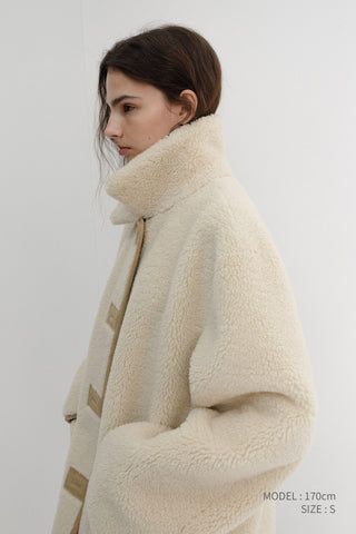 UNISEX REVERSIBLE SOFT SHEARLING HALF JACKET SOFT BEIGE