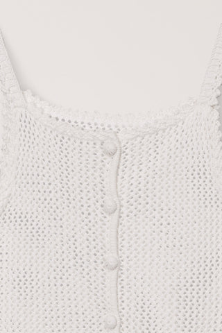 CROCHET BUSTIER KNIT TOP IVORY