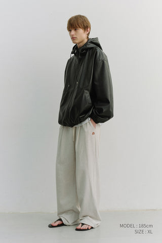 UNISEX ALTER-LEATHER WINDBREAKER BLACK