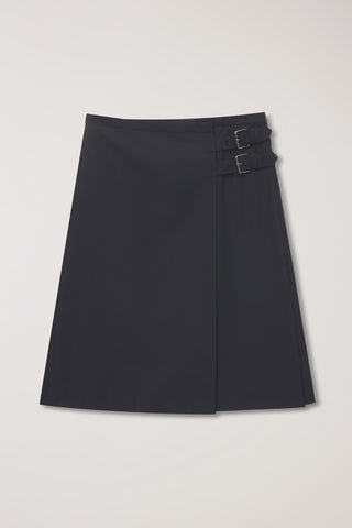 PLEATS MIDI SKIRT BLACK