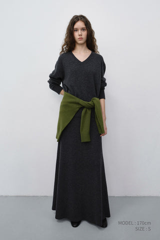KNITTED MAXI SKIRT CHARCOAL GREY