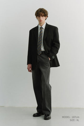 UNISEX OVERSIZED WOOL BLAZER BLACK