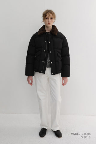 UNISEX COLLARED GOOSE DOWN JACKET BLACK