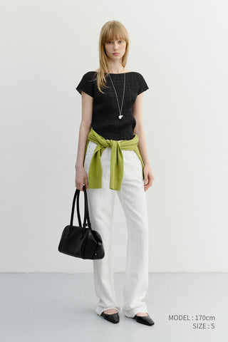 PLEATS BLOUSE BLACK
