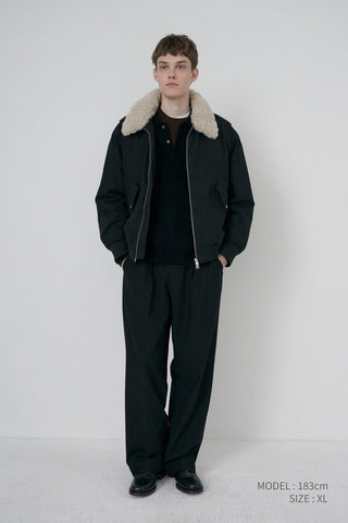 UNISEX HAIRY COLLARED SWEATER BLACK