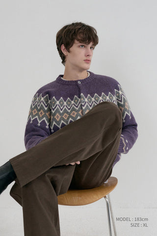 UNISEX CHUNKY PATTERN CARDIGAN PURPLE