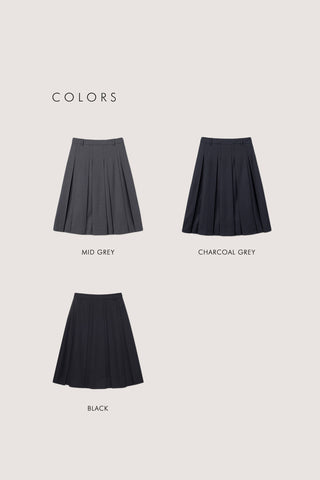 VOLUME PLEATS MIDI SKIRT MID GREY