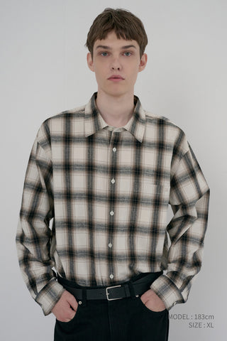 UNISEX WINTER FLANNEL CHECKED SHIRT BEIGE