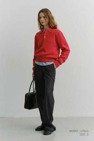 UNISEX CASHMERE COLLARED SWEATER RED