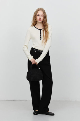 SUEDE BOSTON TOTE BAG BLACK